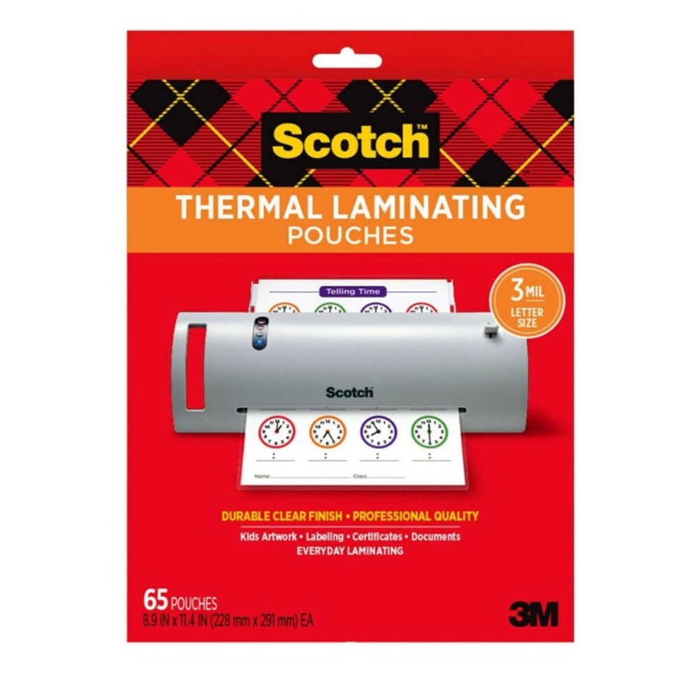 Scotch 65ct 9” x 11” thermal laminating pouches